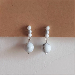 單純而簡練-各式白松石珠材xS925/14KGF.金屬線拗線耳勾耳夾耳環(限量特價) 第8張的照片