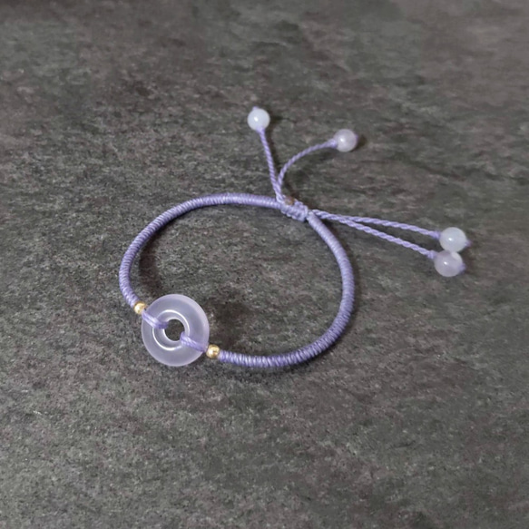 シンプルで簡潔-[怀古]。ホワイト瑪瑙安全バックルx14KGF。南米のワックスワイヤーダイヤモンドノット伸縮ロープブレスレット 2枚目の画像