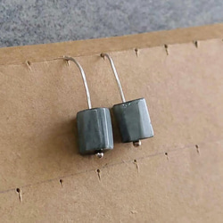 單純而簡練-天然石方柱xS925/14KGF.金屬線拗線耳勾耳夾耳環 第3張的照片