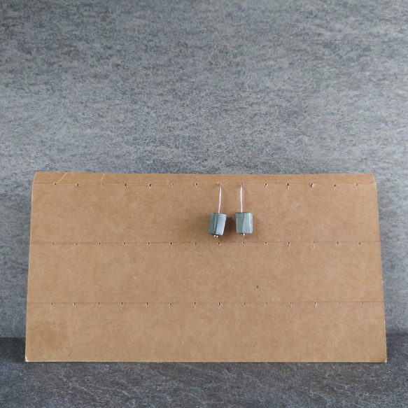 シンプルで簡潔な天然石の四角柱xS925 / 14KGF。金属ワイヤーハンガーイヤーフックイヤークリップイヤリング 4枚目の画像
