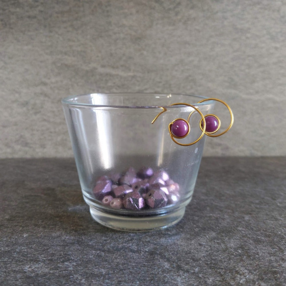 隨性不隨便-[轉個彎]S.玉石琉璃珠貝等珠材xBrass/S925/14KGF.金屬線拗線耳勾耳環 第8張的照片
