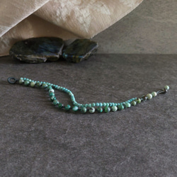 隨性不隨便-[成蔭].原礦綠松石.南美蠟線金剛結珠扣雙線手鍊(特價出清) 第2張的照片