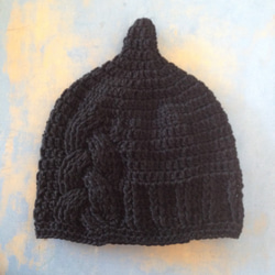 阿蘭鏈黑澳大利亞羊毛100％LL尖帽 第1張的照片