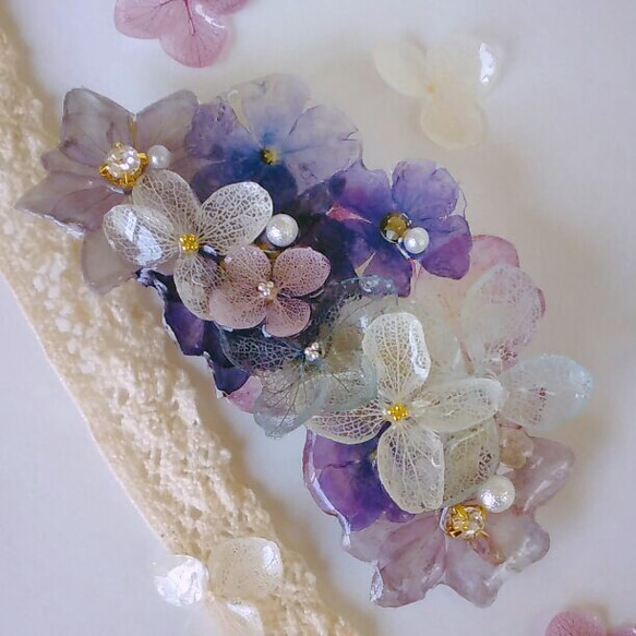 お花いっぱい紫のバレッタ バレッタ kiramaru 通販｜Creema(クリーマ  