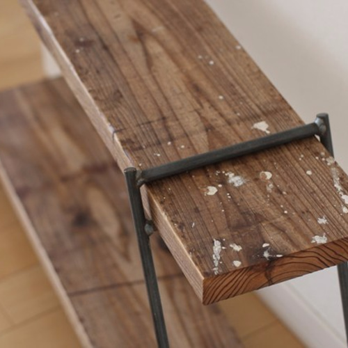 足場板とアイアンの組み立てラック｜HIシングル 棚・シェルフ