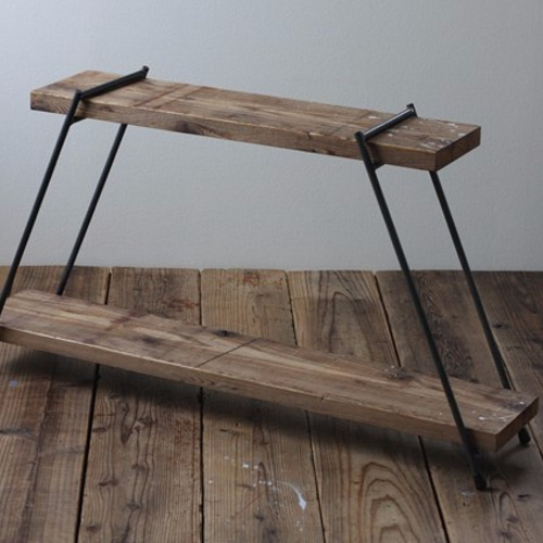 足場板とアイアンの組み立てラック｜HIシングル 棚・シェルフ