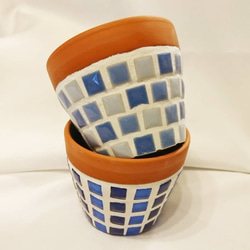 陶器タイルの植木鉢(ブルー) 3枚目の画像