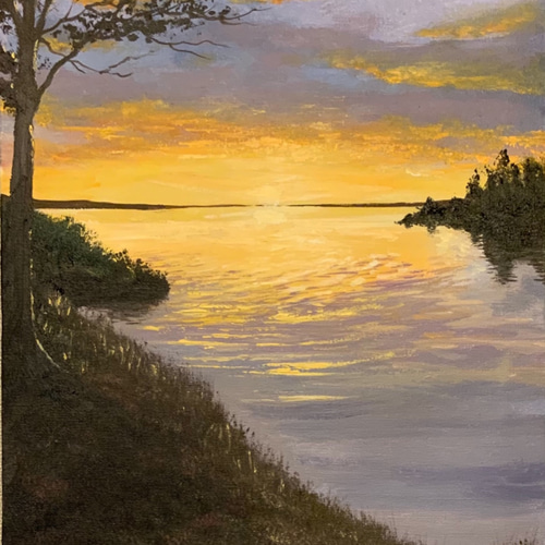 手描きの油絵作品》揺れる湖の水面 絵画 JO's art gallery 通販