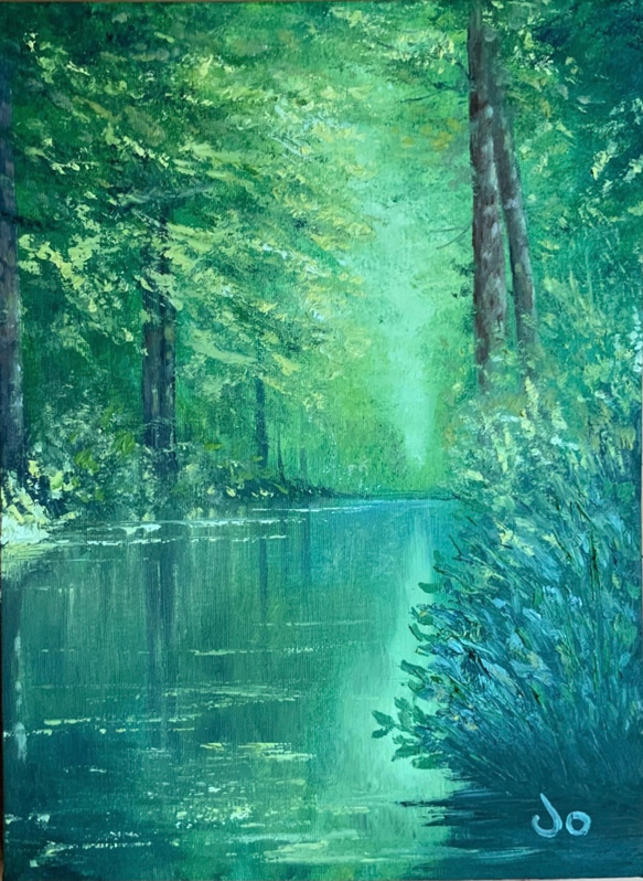 油絵 絵画 【森の湖】 絵画 HR 通販 15253546｜Creema(クリーマ)