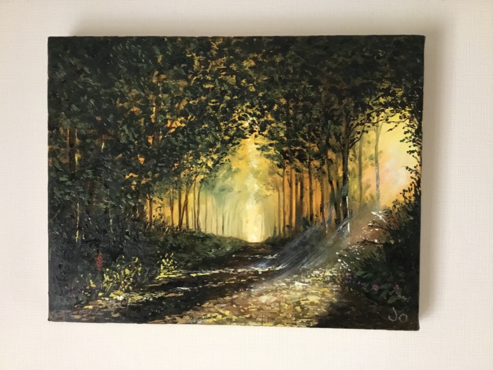 油絵 絵画 【紅葉川渓谷】 絵画 HR 通販 16541358｜Creema