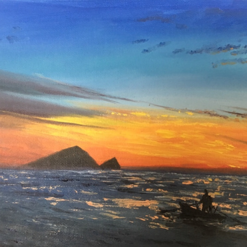 ◉ 絵画 「 夜明け 2 」 額縁付 油彩画（絵画 油彩画 P30号