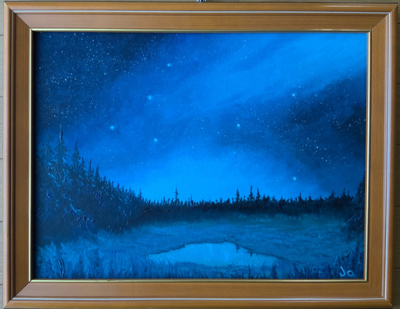 手描きの油絵作品》星 絵画 JO