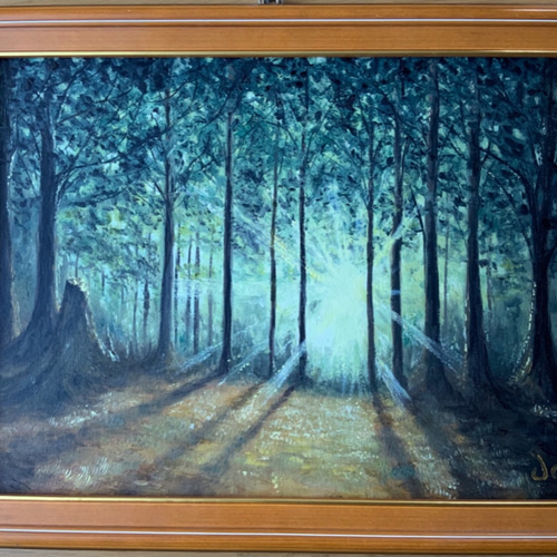 油絵手描き作品 手描きの油絵作品】夕暮れの鳥 絵画 JO's art gallery 通販