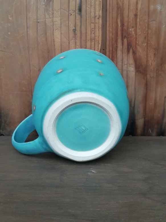トルコブルーマットドット　マグカップ(丸形） 4枚目の画像