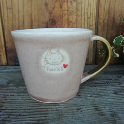 母の日マグカップ(ネコ・ピンク・Thanks） 1枚目の画像