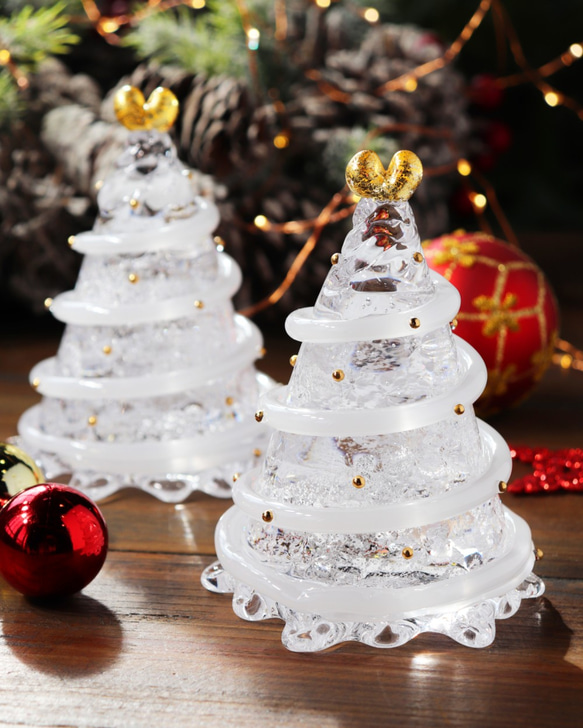 「ハートのクリスマスツリー(シルバークリスタル)」モノトーンインテリア 大人っぽい 上品 テーブルコーディネート 北欧 4枚目の画像