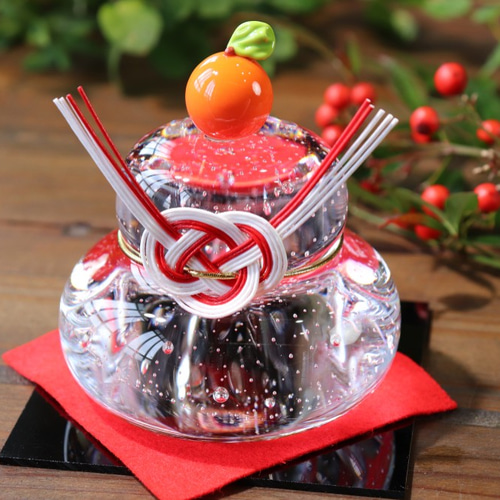 ガラスのきらめき鏡餅（箱付き）」スウェーデンクリスタル 上品 お正月