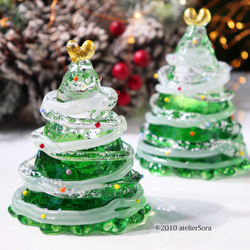 「ハートのクリスマスツリー(green)」贈り物 純金箔 テーブルコーディネートインテリア Xmas 北欧 上品 お飾り 2枚目の画像