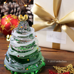 「ハートのクリスマスツリー(green)」贈り物 純金箔 テーブルコーディネートインテリア Xmas 北欧 上品 お飾り 1枚目の画像