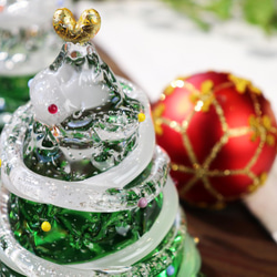 「ハートのクリスマスツリー(green)」贈り物 純金箔 テーブルコーディネートインテリア Xmas 北欧 上品 お飾り 6枚目の画像
