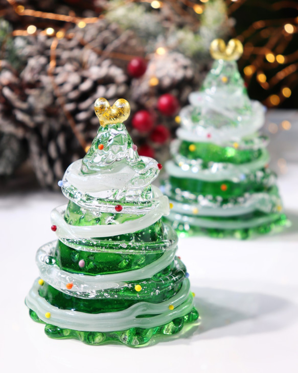 「ハートのクリスマスツリー(green)」贈り物 純金箔 テーブルコーディネートインテリア Xmas 北欧 上品 お飾り 10枚目の画像