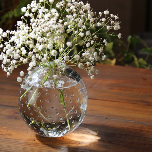 小さな泡の花器L」カスミソウ インテリア 透明感 ドット