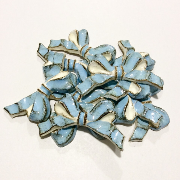 【送料無料】イタリア製リボンパーツ：ライトブルー 3枚目の画像