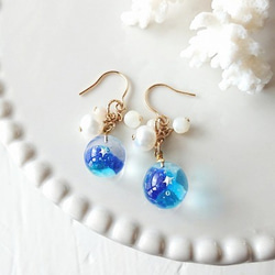 石垣島の海色ガラスピアス ぷるる P124 ピアス（フック・チェーン