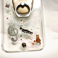 猫の演奏会 ねこのしっぽ ファー 音楽 楽器 スマホケース iPhoneケース ハードケース スマホリング アイフォン 5枚目の画像