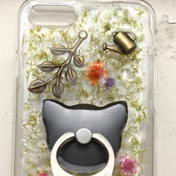 *Gardening Cat*~花猫 iPhoneケース iPhone7 ドライフラワー リングスタンド 3枚目の画像