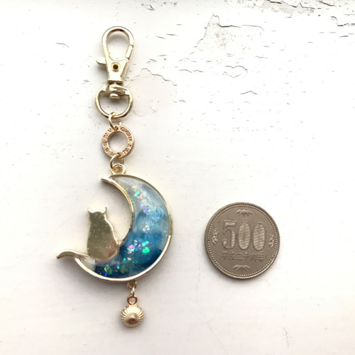 Moonlight cat ~ 月猫 バッグチャーム レジン キーホルダー ねこ Moonlight cat ~ 月猫 バッグチャーム レジン キーホルダー ねこ