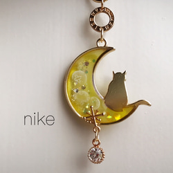 Moonlight cat ~ 月猫 バッグチャーム レジン キーホルダー ねこ 猫