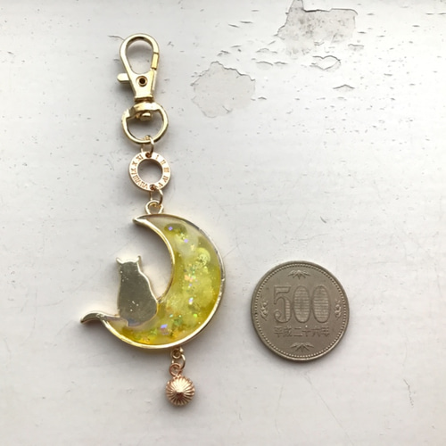 Moonlight cat ~ 月猫 バッグチャーム レジン キーホルダー ねこ