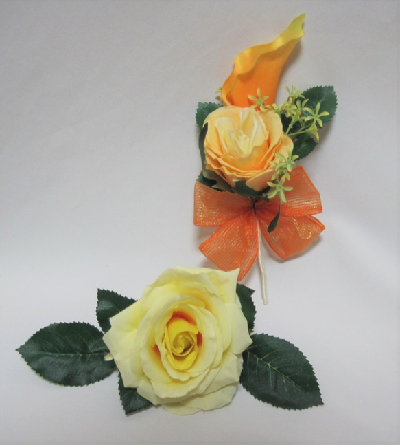 カラーとユリのキャスケードブーケ♪ブートニア付き♪生花みたいに綺麗な造花です♪高品質なのに安い 10枚目の画像