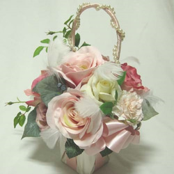 バッグブーケ,インテリアにも,ピンクのバラ♪セール中♪ウェディングブーケ♪生花みたいに綺麗な造花です♪高品質なのに安い 1枚目の画像