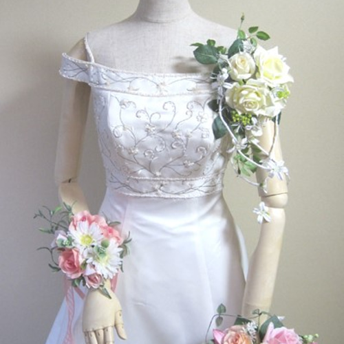 リストブーケ髪飾りセット♪リストレット♪アームレット♪ウェディング