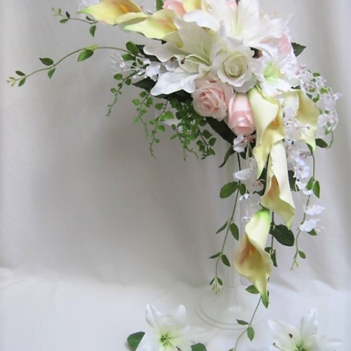 造花♪カサブランカ&カトレアのブーケ&ブートニア 造花♪カサブランカ&カトレアのブーケ&ブートニア