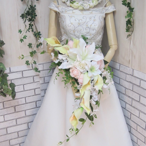 造花♪カサブランカ&カトレアのブーケ&ブートニア 造花♪カサブランカ&カトレアのブーケ&ブートニア