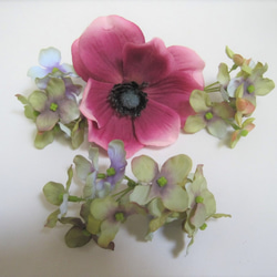 アネモネのラウンドブーケ。高品質な造花使用♪ブートニア付き♪生花みたいに綺麗な造花です♪高品質なのに安い 10枚目の画像