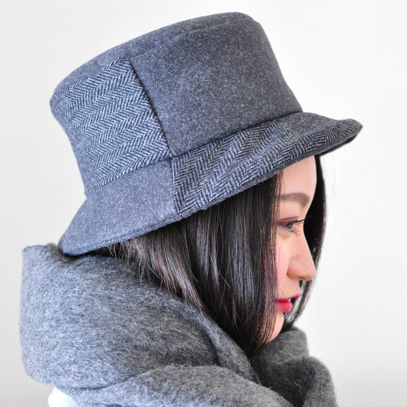 [SALE] Herringbone×Felt Hat 2枚目の画像