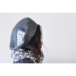 <秋冬限定> Point Houndstooth Check Beret 2枚目の画像