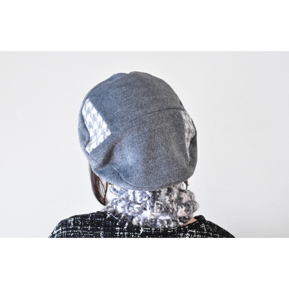 <秋冬限定> Point Houndstooth Check Beret 3枚目の画像