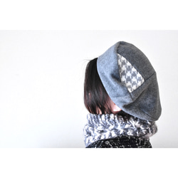 <秋冬限定> Point Houndstooth Check Beret 4枚目の画像