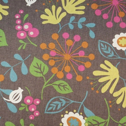 ★国産コットン★グレー地カラフル花柄★　キャンバス地　布地　生地　ルシアン　花柄 2枚目の画像