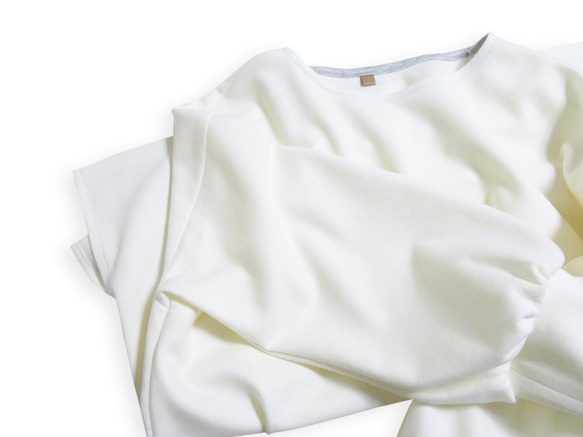 ウール100%ゆるシルエット/バルーン･パフスリーブ10分袖丈プルオーバー_White 2枚目の画像