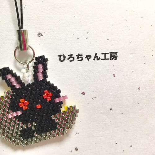 お月見うさぎさん ストラップ 携帯ストラップ ひろちゃん工房