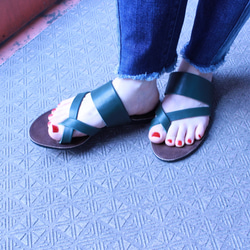 re-born sandals ver.dark green /フラット サンダル 濃グリーン 1枚目の画像