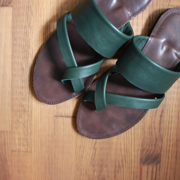 re-born sandals ver.dark green /フラット サンダル 濃グリーン 3枚目の画像