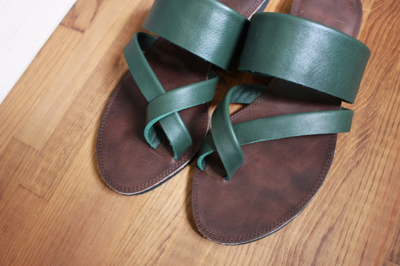 re-born sandals ver.dark green /フラット サンダル 濃グリーン 4枚目の画像