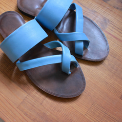 [残りわずか！]  re-born sandals ver.mizu-iro /フラットサンダル　水色 4枚目の画像